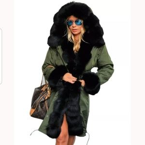 Sexy Chic Winter Hooded Jacket Rain Coat